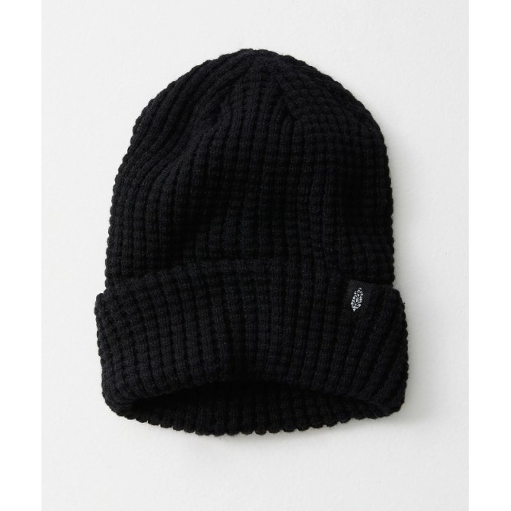 FP Movement Black Ribbed Knit Beanie Hat Winter Warm Soft Casual
